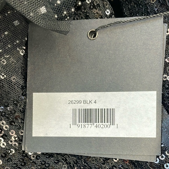 NWT Ieena Mac Duggal Black Long Sleeve Ruffle Tiered Midi Dress Sequin Sz 4 - Picture 12 of 16